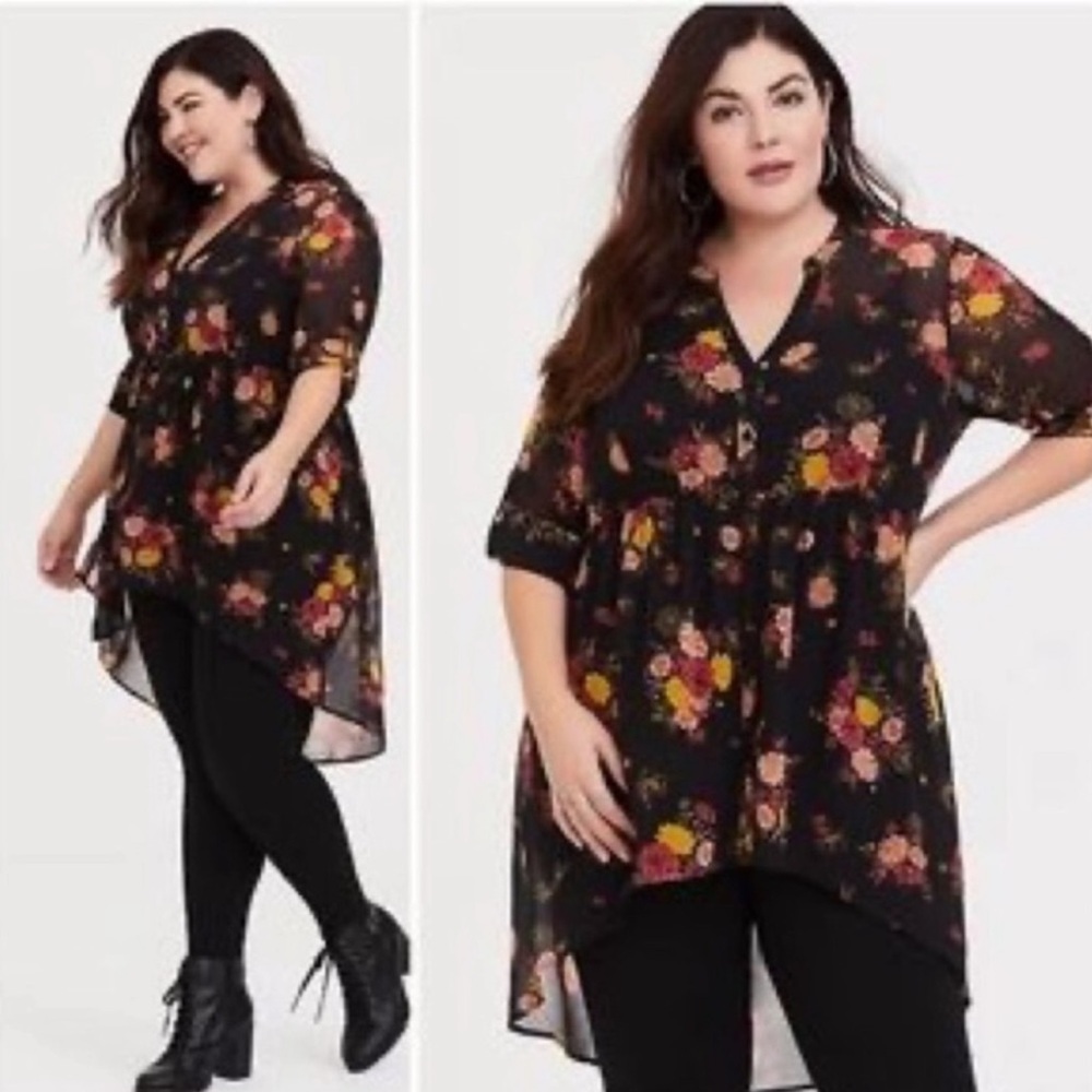 Torrid Black Floral Top - Picture 2 of 7